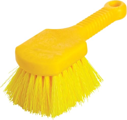 Image of Rubbermaid Commercial 8 inch Utility Scrub Brush, Plastic Handle, Synthetic Bristles, Cleaning, Multi Purpose, Heavy Duty, Outdoor, Wheels and Tires (Pack of 6)