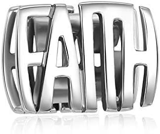 Faith Charms 925 Sterling Silver Beads fit Pandora Bracelets Necklace for Women