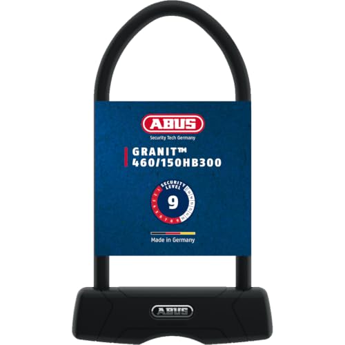 ABUS Bügelschloss Granit 460 + USH460-Halterung - Fahrradschloss mit Rundbügel Sicherheitslevel 9-300 mm Bügelhöhe
