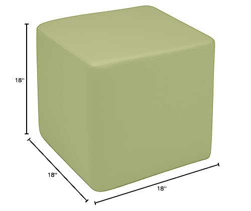 Image of Sprogs 18 inch H Structured Cube Stool -Flexible Modular Collaborative Soft Seating for Office, Home, Lounge and School Classrooms with Durable Frame -Fern Green