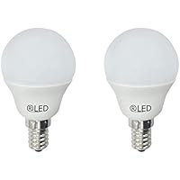 wonderlamp Rled - Pack 2 Bombillas Miniesfèrica Rosca fina E14, en Blíster, 6W, Luz Neutra, 470 lm, No Regulable