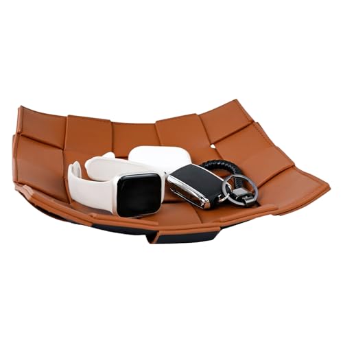 FmtwPhn Porte-Clés Plateau - Range-Clés Et Portefeuille En Similicuir Avec Plateau Organisateur - Corbeille Tressée Polyvalente Pour Salon, Télécommande, Bijoux Et Cosmétiques