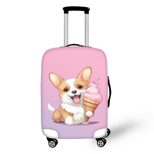 DISNIMO Ice Cream Corgi Luggage Cover Anti-scratch Suitcase Cover Protector for Travel 25-28 Inch Baggage Covers for Women Girls