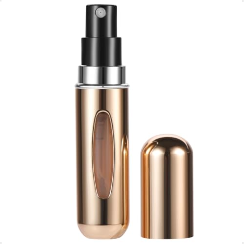 Frasquinho Perfume, Frasco Perfume Recarregável, Amostra Perfume, Kit Viagem, Perfume Borrifador recarregavel, Mini Frasco Perfume (Dourado)