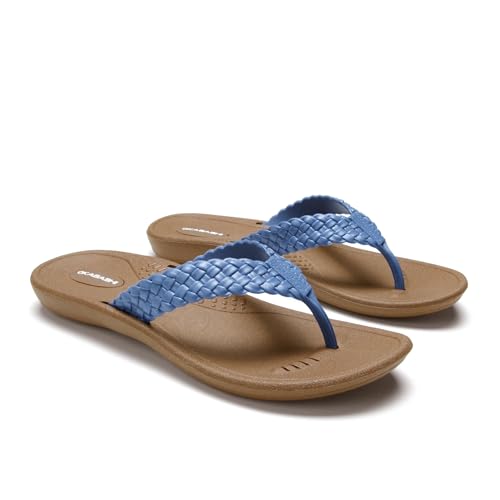 Image of OKABASHI Women's Baha Flip Flop | Contoured Footbed w /Arch Support for All-Day Comfort | Slip-Resistant & Waterproof | Sustainably Made in The USA
