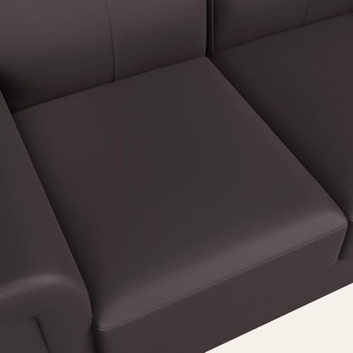 Image of Interio by Godrej Sofa Greta 2 Seater Synthetic Leather Sofa for Living Room, 1-Year Warranty, Solid Wood, Coffee Brown