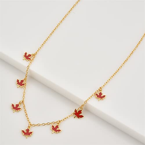 Collier argent 925 feuille d'érable rouge bijou anti-allergique pour peau sensible