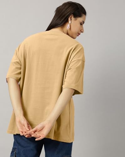 Image of Women's Printed Round Neck Oversized Longline Drop Shoulder Boho Style T-Shirt | Loose Fit Drop Shoulder | Soft Breathable Summer T-Shirt