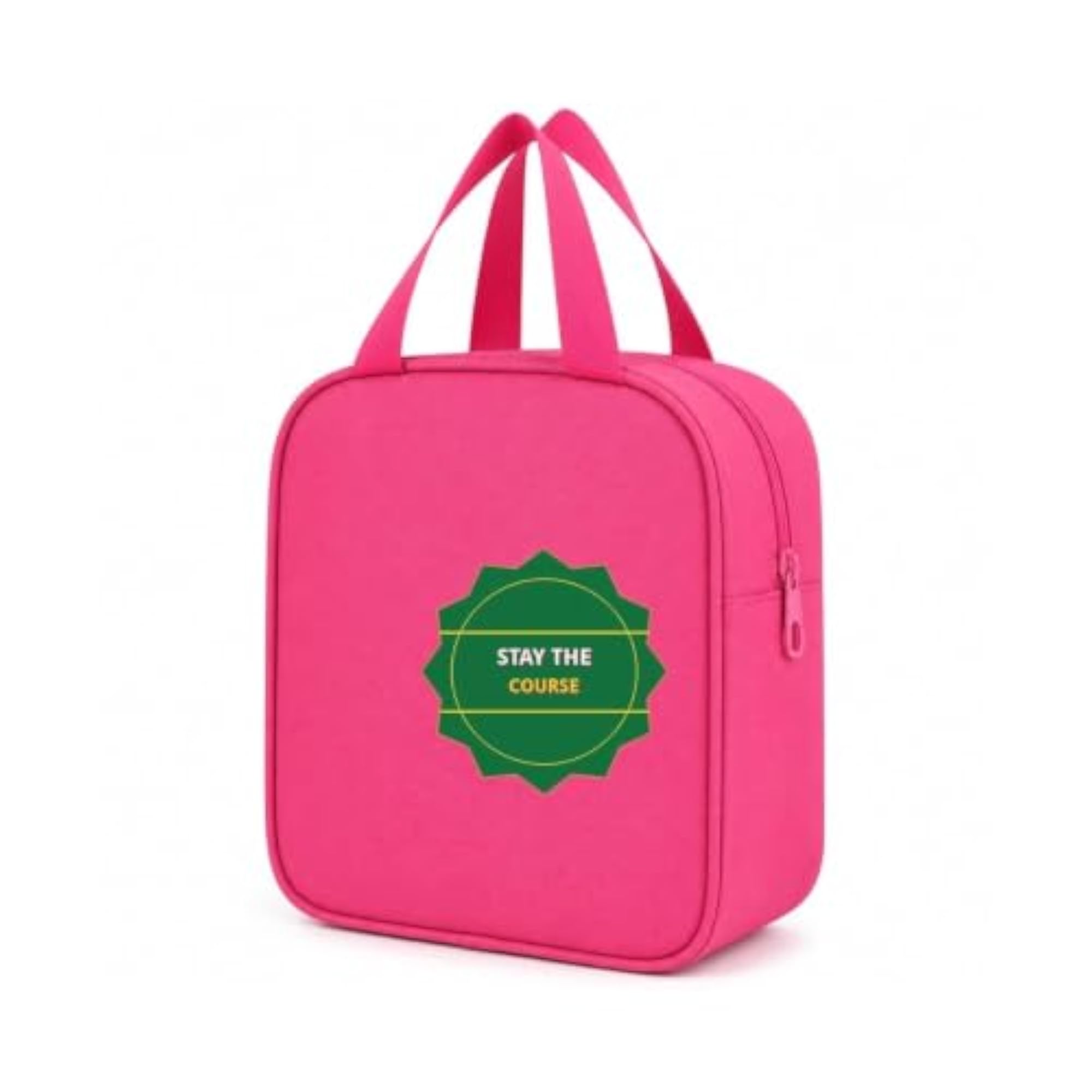 Compact Reusable Lunch Bag with Zipper Closure and Front Pocket