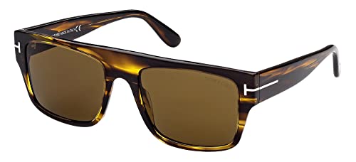 Tom Ford DUNNING-02 FT 0907 Shiny Striped Brown/Roviex 55/19/145 men Sunglasses
