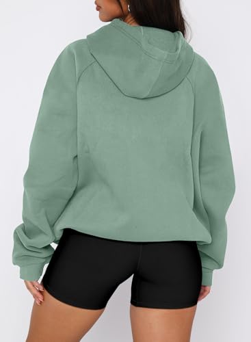 onlypuff Women Half Zipper Pullover Sweatshirt Long Sleeve Hoodies Kangaroo Pocket Fleece Basic Sweater