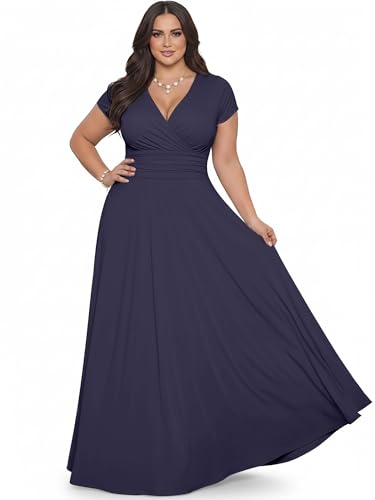 Image of KOH KOH Womens Sexy Cap Short Sleeve V-Neck Flowy Cocktail Gown