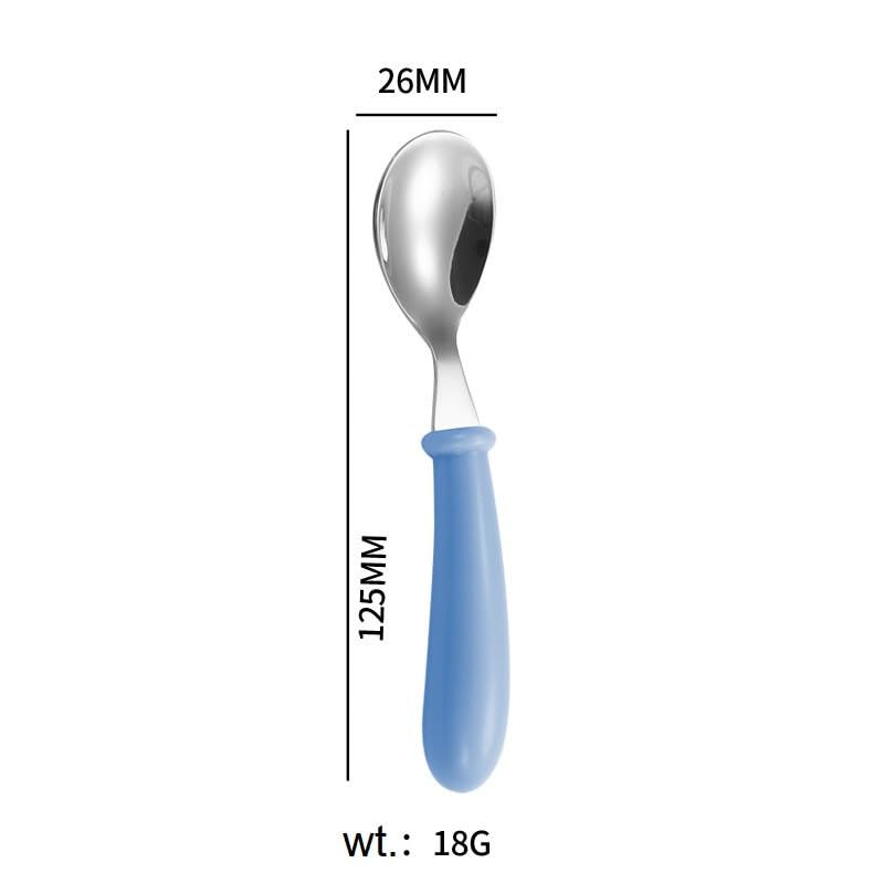 Image of Portable 2-Piece Metal Cutlery Set - Spoon & Fork with Plastic Handle and Travel Box for Lunch Box, Office, School & Home (Blue)