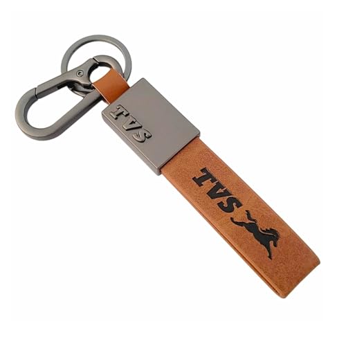 Image of Premium Leather Keychain Metal Hook Compatible with Durable Faux Leather Brown Strap with Heavy-Duty Alloy Clip Stylish Bike & Car Key Holder