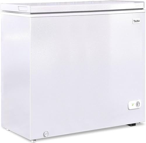 TABU Large Chest Freezer, 10.0 Cu Ft Deep Freezer with 7 Level Adjustable Temperature, Deep Freezer with Removable Storage Basket, Large Deep Chest Freezer with Top Open Door,Black