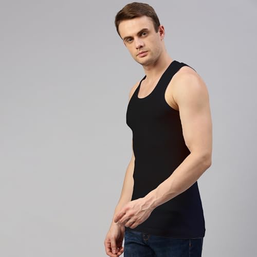 Image of sporto Macho Men's Vest | 100% Combed Cotton | U Neck Sleeveless Innerwear | Soft Hand Feel Comfort Fit | Good Absorbency | Everyday Wear | Color May Vary (Pack of 3)
