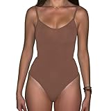 Mama Stuff SlimSkins Shapewear - Body Reductor Invisible sin Costuras con Tanga | Control Abdominal y Efecto Reductor para Mujer, Ideal para Postparto y Uso Diario (Marrón, XS/S)