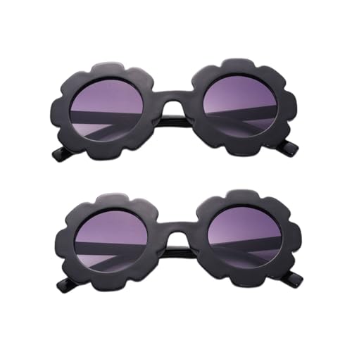 NOLITOY Sunglasses with Sunflower Design UV Protection Fashion Eyewear for White Frame Purple Lens for Parties
