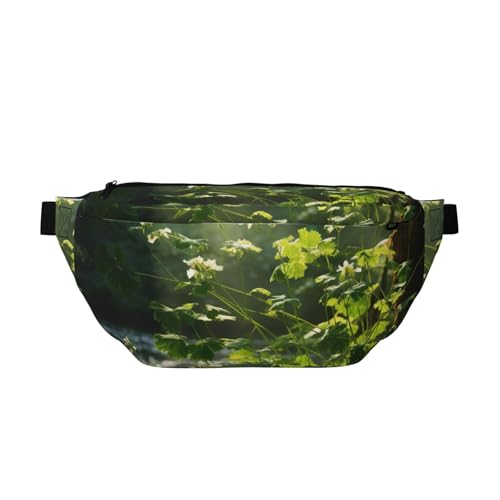 Sac banane de course à pied anti ballottement sangle réglable léger motif fleurs et oiseaux