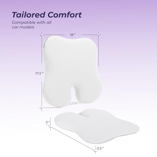 Image of Billebon Ultimate Car Wedge Seat Cushion | Premium Memory Foam Cushion with Coccyx Tailbone Cutout | Helps Relieve Hip| Tailbone & Lower Back Pain | Supports Weight Up to 100 kg - White (Pack of 1)