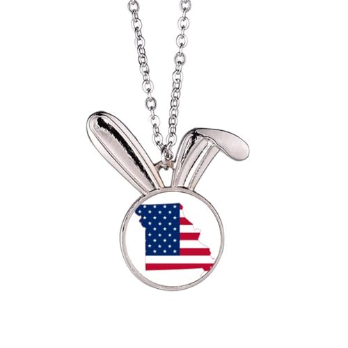 Collier lapin et carte du Missouri, le cadeau parfait pour les amoureux des USA