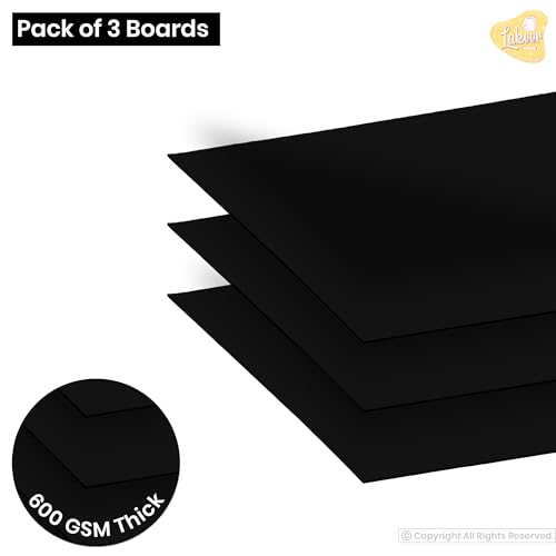 Image of Lakeer A3 Black Mounting Board (Z Black Colour) Pack of 3 Cardstock paper-600 GSM /1mm Thick (Size: 297mm X 420mm)