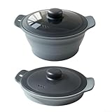 Vaporizador de silicona para microondas para comidas rápidas y saludables, al vapor, verduras, arroz y carne en una unidad, no fácil de enjuagar (gris)