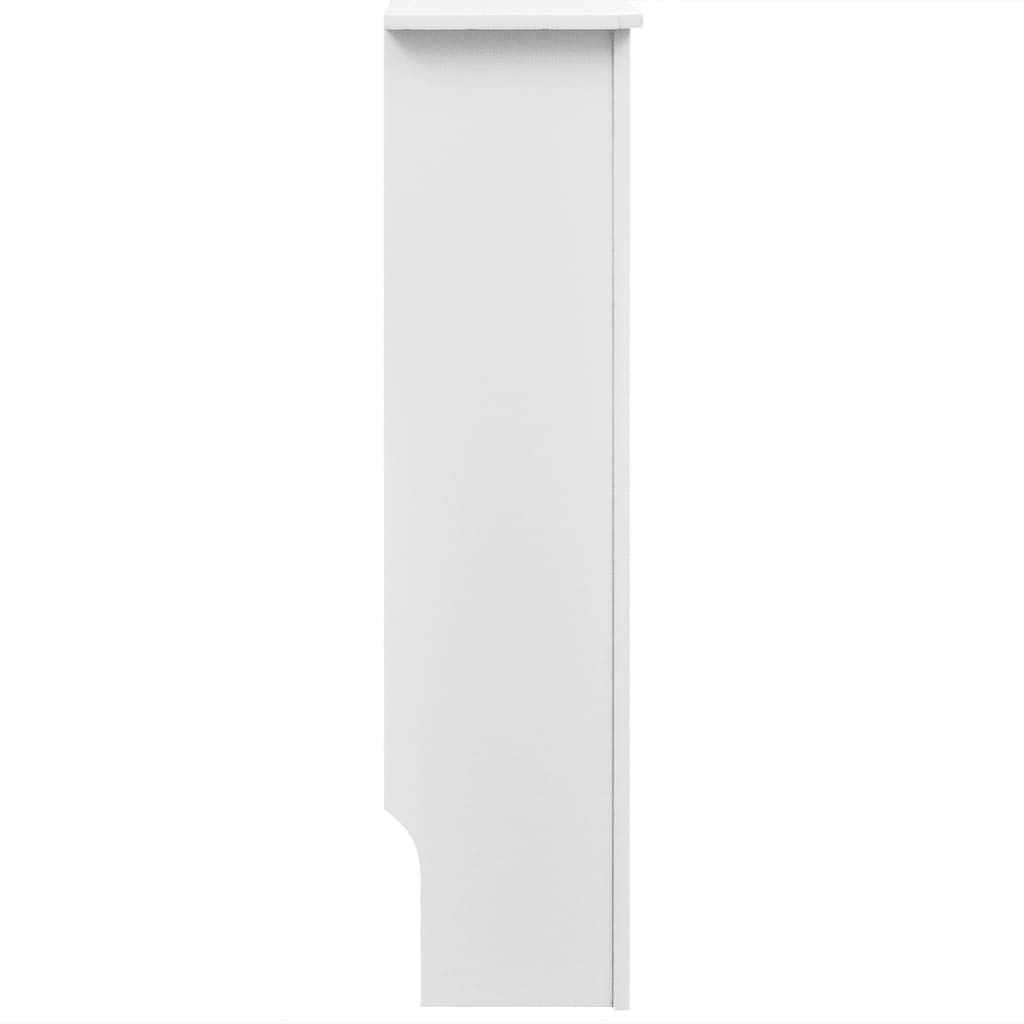 Osłona grzejnika biała materiał drewnopochodny 112 cm 2 szt. z lamelami, półka do salonu i łazienki, energooszczędna, wytrzymała, łatwy montaż, akcesoria do ogrzewania i termostatu