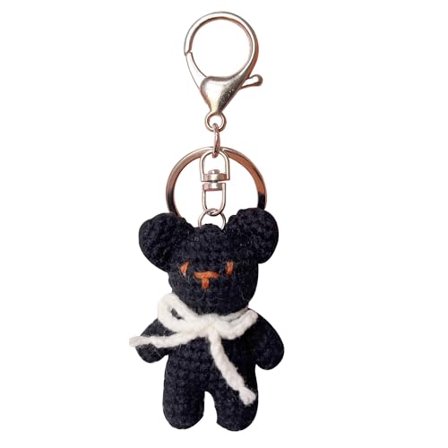 ZIUGLIKAL Bear Keychain Handmade Crochet Pendant Exotic Animals Handbag Charm Car Cartoon Creative Funny Gifts For Men And Women (black)