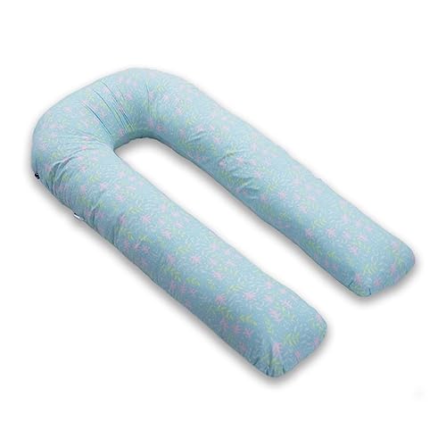 Image of COOZLY U Shaped Pregnancy Pillow | Maternity Pillow | 100% Cotton Removable Covers| Premium PregnoCare Fibres (U Super Premium, GreenFlora)