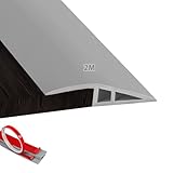 PVC Türschwellen Leiste, 2M x 5cm PVC Übergangsleiste Bodenleiste, Übergangsprofil Selbstklebend, Schwellenrampe Übergangsschiene Selbstklebend, für Parkettböden, Schwellen (Grau)