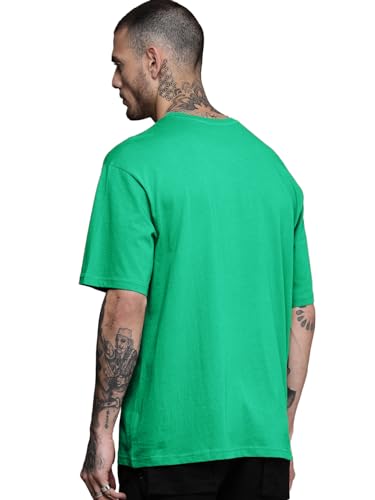 Image of LEOTUDE Half Sleeve Oversized Tshirt for Men, Round Neck Cottonblend Drop Shoulder Solid T-Shirt (Color Multicolor)