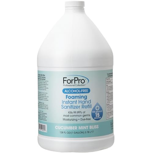 Image of ForPro Alcohol-Free Foaming Instant Hand Sanitizer, 1 Gallon (128 fl oz) Refill - Moisturizing, Dye-Free Formula, Cucumber Mint Bliss Scent
