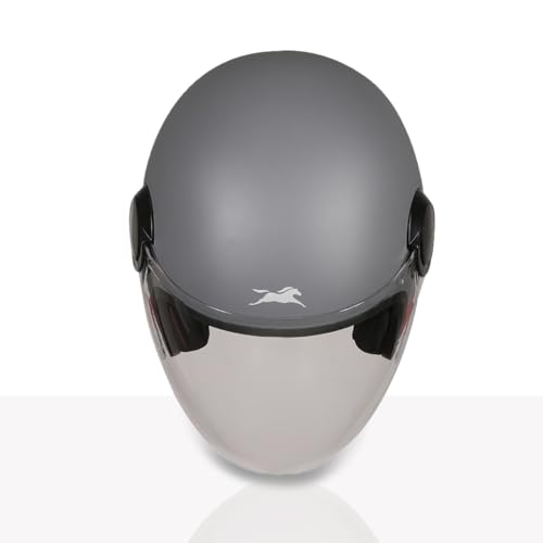 Image of TVS Silk Route Helmet for Men & Women | Vintage Open Face Helmet with Clear Visor | ISI & DOT Certified | ABS Shell | EPS Liner | Retro Stylish for City & Highway Riding