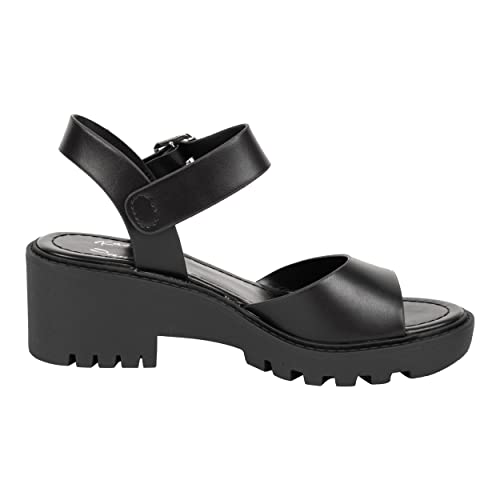 Womens Heeled Sandal Open Toe One Band Lug sole Block Ankle Strap Platform ANGELA2