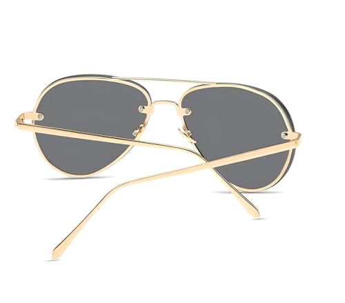 Image of Retro Polarized Aviator Sunglasses for Men Women Stylish | Metal frame with UV400 Protection | Spring Hinges Anti Glare Shatter Resistant Lightweight Goggles for Driving