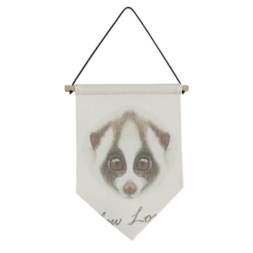 Drapeau Loris en toile à suspendre décoration blanc et marron