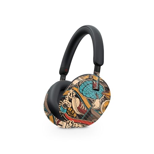 Image of MightySkins Carbon Fiber Skin Compatible with Sony WH-1000XM5 Headphones - Orange Hip Hop | Protective, Durable, and Unique Vinyl Decal wrap Cover | Easy to Apply, Remove, and Change Styles