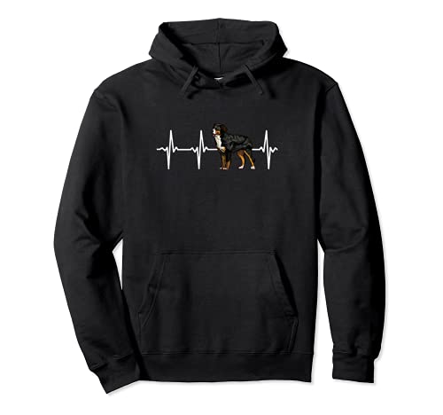 Bernese Mountain Dog Heartbeat Love My Dog Pullover Hoodie, Black