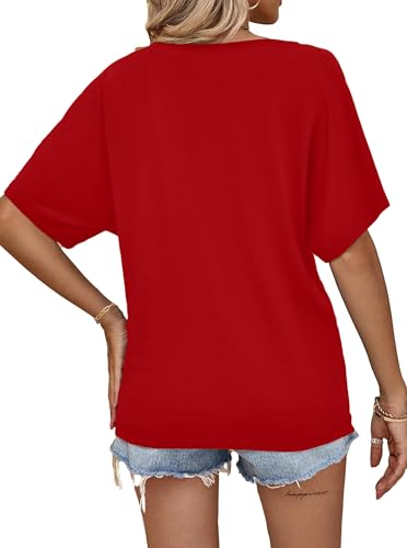 Image of Hilinker Womens Sexy Off The Shoulder Tops Short Batwing Sleeve T Shirt Oversized Casual Tee