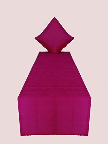 Quilted Bed Runner - Dark Pink Bed Scarf Long Side Runner Throw King/Queen/Twin Size With Decorative Cushion Cover Polyester 20" Wide X 102" Long (50 Cm X 300 Cm) #TOP2