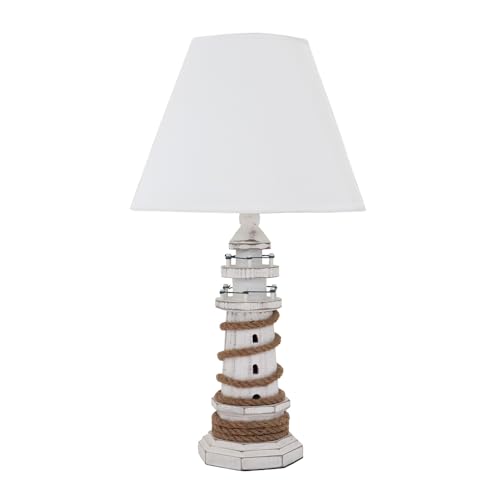 Grafelstein Tischlampe LIGHTHOUSE weiß braun Leuchtturm maritime Lampe Beach House E27