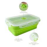 OITUGG Collapsible Food Containers set of 3 pcs - 1200ml Collapsible Lunch Box - Silicone Fresh Fold Food Containers with Lids, Designed 4 Snap-on Buckles, BPA Free, Easy Clean, Microwaveable, Green - Image 4