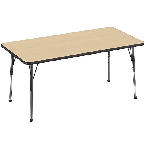 FDP 30" x 60" Rectangle Table with Ball Glide Legs - Maple/Black
