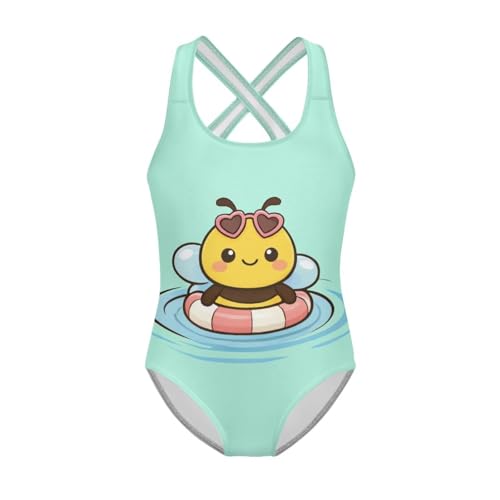 Image of Girls One Piece Swimsuits Axolotl Cross Back Swimwear Beach Summer Quick Dry Beach Bathing Suit