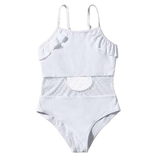 Girls' One-Piece Swimsuit with UPF 50+ Sun Protection Quick Drying Solid Color Suit Beach Swimwear Bathing Suit