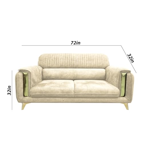 Image of Casaliving Gelio 3 Seater Sofa Set for Living Room (Cream Colour) Premium Fabric Sofa