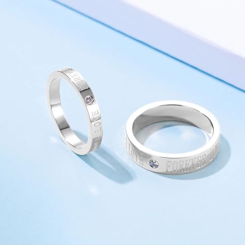 Matching Rings Titanium Steel AAA CZ Couple Rings Wedding Band His and Her Ring4