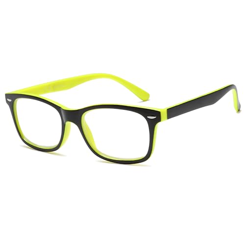 NEW VISION Lesebrille, Lesebrillen Damen, Übergroßer Quadrat Vintage Rahmen, Modischer Stil Lesehilfe für Damen Herren NV056 (+2.00,Gelb)