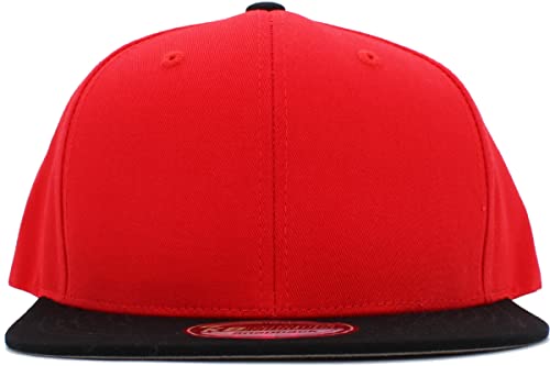 Image of KBETHOS Classic Snapback Hat Blank Cap Underbrim Cotton Wool Blend Flat Visor Adjustable Unisex